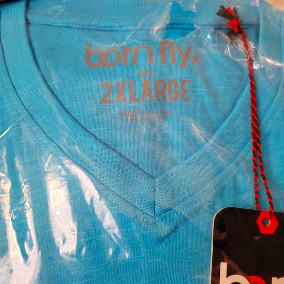 Born Fly Teal V - Neck Size 2XL New In Bag - Picture 4 of 6